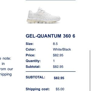 Asics GEL-Quantum 360 6 White/Black Running Sneakers